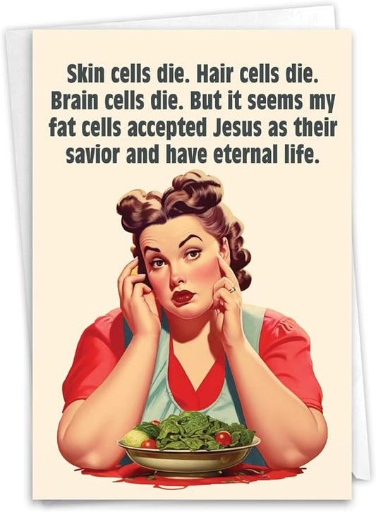 NobleWorks, Funny Birthday Greeting Card with 5 x 7 Inch Envelope (1 Card) Bday Cells Die C10832BDG