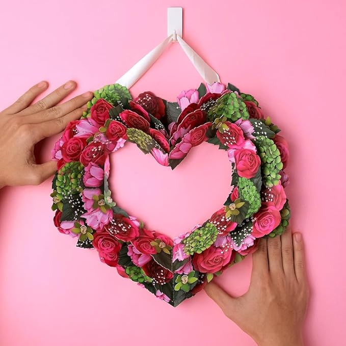 Lovepop Love Pop-Up Paper Wreath for Her and Him - 3D Greeting Cards for Boys, Girls, Men, Women - Rose Heart Wreath - 14" Flower Decor - Blank Notecard Included