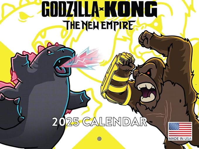 Godzilla X Kong Calendar 2025 The New Empire Movie Chibi Anime Style Monthly Wall Calender 12 Month | American Made In The USA