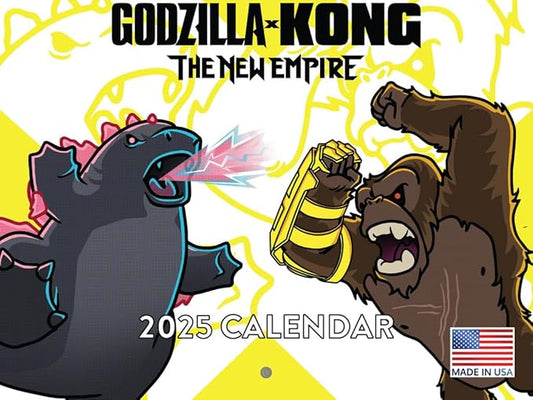 Godzilla X Kong Calendar 2025 The New Empire Movie Chibi Anime Style Monthly Wall Calender 12 Month | American Made In The USA