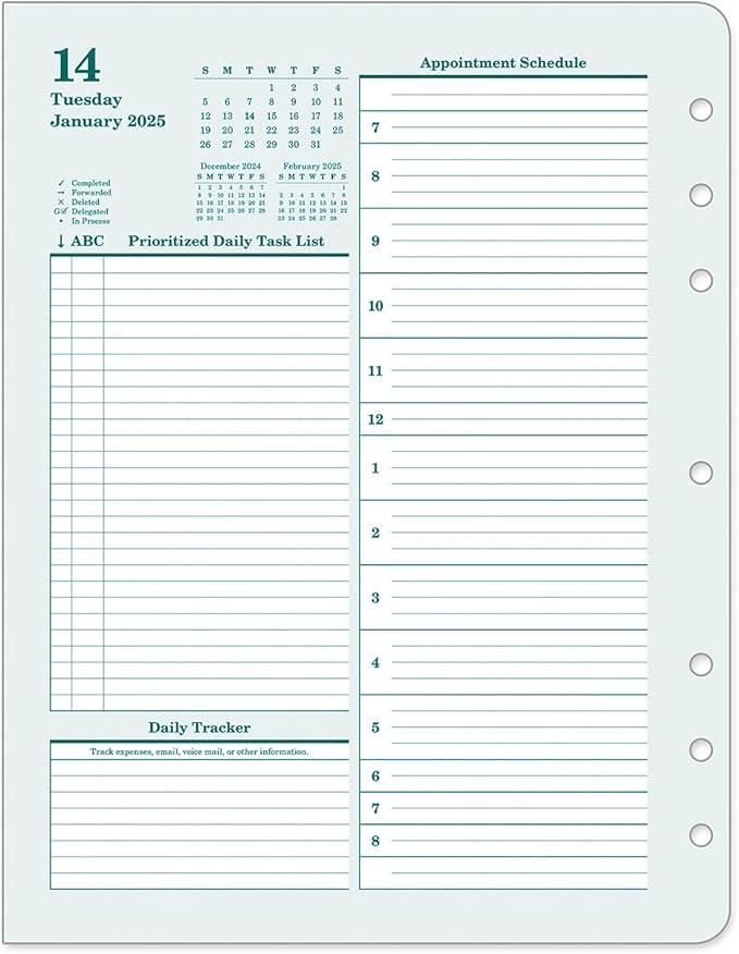 FranklinCovey - Original Two Page Per Day Ring-Bound Planner (Monarch, Jan 2025 - Dec 2025)