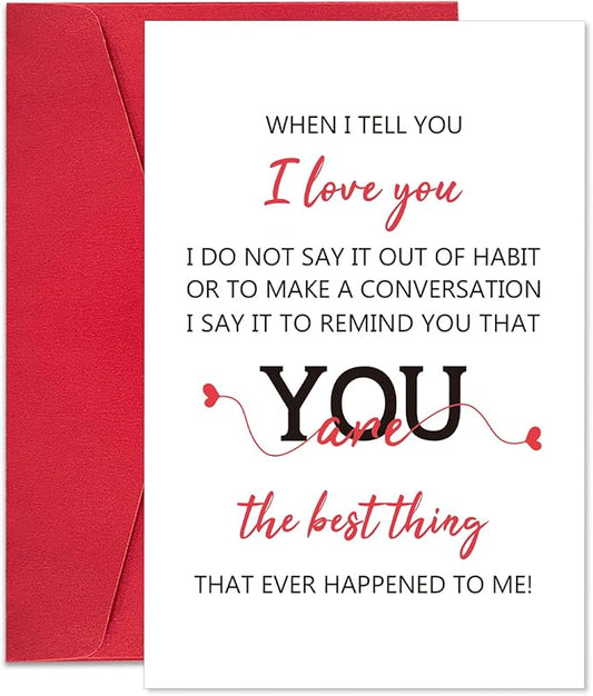 Ogeby Valentines Day & Anniversary Card for Couples, Romantic Greeting Card with Red Envelope, I Love You Card for Husband Wife, Boyfriend Girlfriend