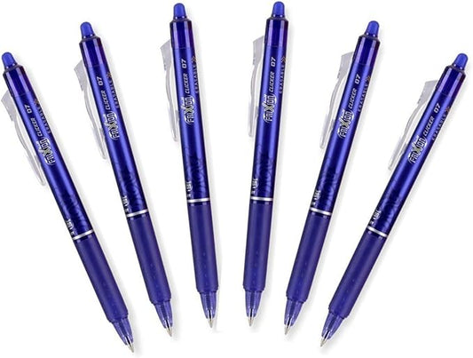 Pilot FriXion Ball 0.7mm Erasable Gel Pens, Fine Point, Blue Ink, Pack Of 6