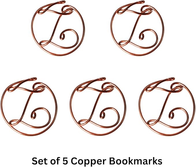 Personalized Initial Copper Bookmark, Set of 5, Handmade Copper Gift for Her, Him, Couple on Birthday, Wedding Anniversary, Alphabet Bookmark (Z)
