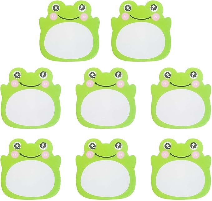 Kawaii Frog Sticky Notes Sets - Aesthetic Cute Small Frog Sticky Notes Mini Animal Self-Stick Notes Pads for Office School Creative Gifts - 8 Packs (160 Sheets)