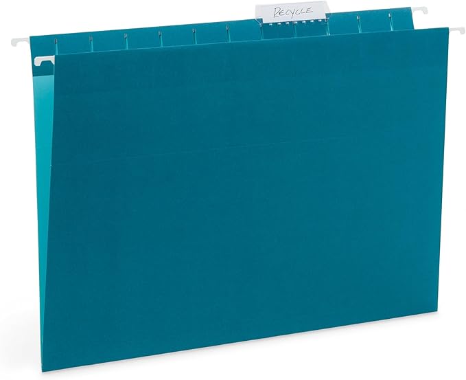 25 Blue Summit Supplies Letter Size Hanging File Folders - Hanging File Folders Letter Size, Assorted Jewel Tone Colors, Includes Plastic Tabs and Inserts, Durable 12pt Paper