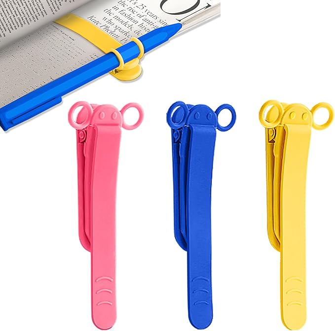 3pcs Page Bookmarks for Reading, Automatic Book Marks Tailored for Book Enthusiasts, Unique and Cute Book Page Holder Markers Clip Reading Accessories Gifts（Rose Yellow Blue）