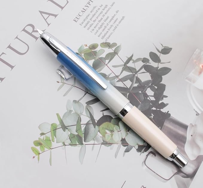 JINHAO 10 Press Fountain Pen, Retractable Metal Pen with Ink Converter (F Nib 0.5mm, Gradient Blue)