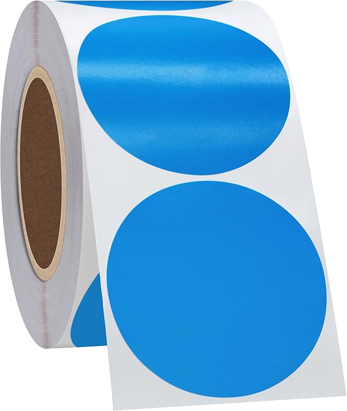 Hybsk 2 inch Circle Color Direct Thermal Stickers Shipping Labels for Barcodes,Name Tag,DIY Logo Design,QR Code,Inventory– Compatible with Zebra,Rollo,Munbyn,and More-750 pcs (2 inch,Blue)