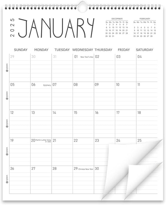 Guasslee Wall Calendar 2025, 11.5" X 14" Vertical Wall Calendar 2025, 18-Month Desk/Wall Calendar Runs From 2025 Jan - 2026 Jun, Monthly Hanging Planner Spiral Bound For School Home Office Organizing