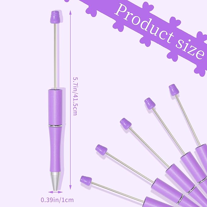 jiebor 30Pcs Purple Beadable Pens Plastic Bead Pen Black Ink Ballpoint Pens Diy Pens Cute Cool Pens for Students Teacher Bridal Graduation Gift Office School Supplies