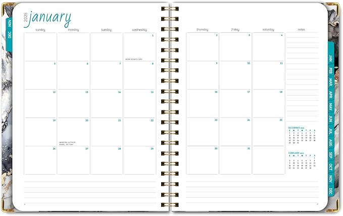 Hardcover CY 2025 Fashion Planner - 5.5"x8" (Pink Purple Marble) (Black Gold Marble, 8.5x11)