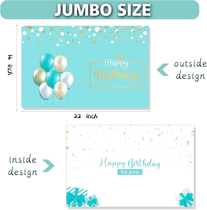 Jumbo Birthday Card, 22 x 14 Inch Extra Large Greeting Card with Envelope for Her, Happy Birthday Giant Guest Book, Oversize Birthday Party Signs Decorations Supplies for Women Girls Wife Mother