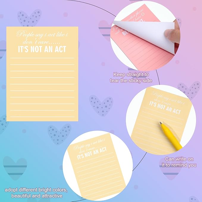 Funny Notepads with Sayings Sticky Funny Office Supplies to Do List Sarcastic Work Assorted Notepad for Workers, 12 Designs, 3 x 3.93 Inch(Classic Style)