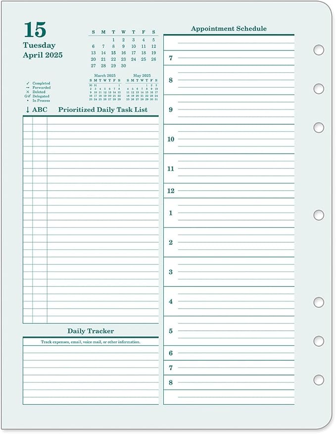 FranklinCovey - Original Two Page Per Day Ring-Bound Planner (Monarch, Apr 2025 - Mar 2026)