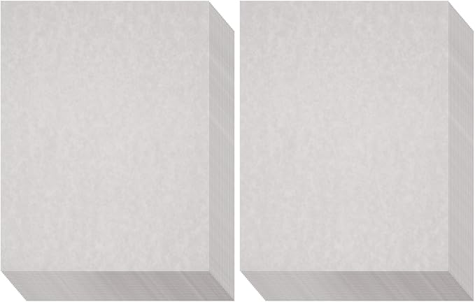 96 Sheets Grey Parchment Paper for Certificates, Resumes, Diplomas, 90 GSM Textured Stationary, Printer-Friendly - Gray Papers for Printing (8.5 x 11 inch)