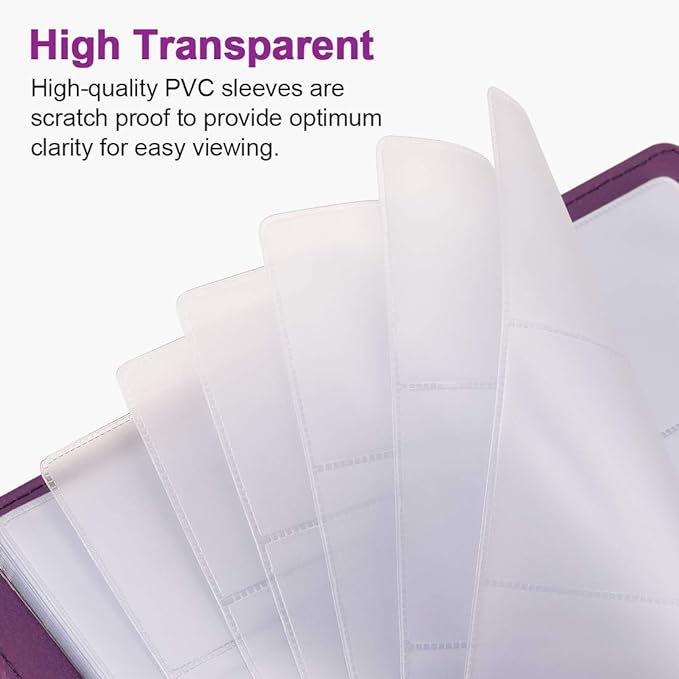MaxGear Business Card Organizer, 240 Cards Book Portable Business Card Holder for Men & Women, Professional PU Credit Cards Binder File Storage, Purple