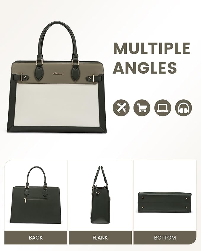 LOVEVOOK Laptop Bag for Women, 15.6 Inch Large PU Leather Tote Bag, Professional Teacher Work Bag, Waterproof Business Computer Briefcase, Shoulder Tote Purse for Office