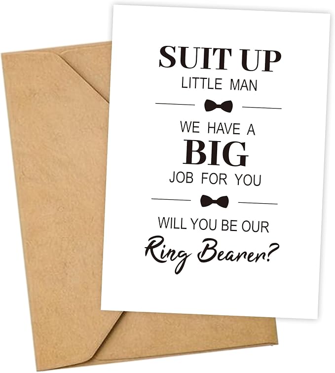 Ring Bearer Proposal Card, Will You Be Our Ring Bearer Card, Ring Bearer Request Card with Matching Envelopes.