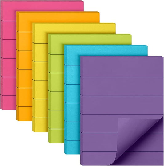Mr. Pen- Lined Sticky Notes 1.5x2, 6 Pads, 60 Sheets/Pad, Vibrant Colors, Sticky Notes with Lines, Sticky Note Pads, Sticky Pads, Sticky Notes Lined, Colorful Sticky Notes, Mr Pen Sticky Notes