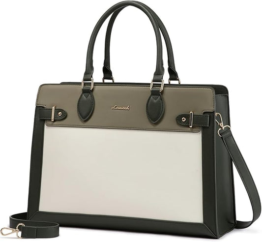 LOVEVOOK Laptop Bag for Women, 15.6 Inch Large PU Leather Tote Bag, Professional Teacher Work Bag, Waterproof Business Computer Briefcase, Shoulder Tote Purse for Office