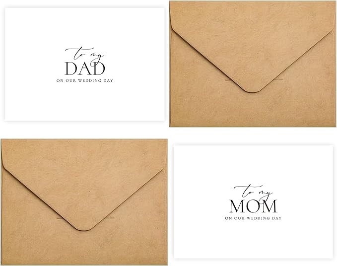 Set of 2 Wedding Day Card for Parents, To My Dad and Mom On Our Wedding Day, Parents Of The Bride/Groom Gifts.（Dad/Mom A）