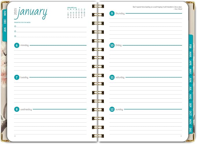 HARDCOVER 2025 Planner, 5.5"x8": 14 Months (November 2024 - December 2025), Daily Weekly Monthly Planner, Yearly Agenda, Bookmark, Pocket Folder and Sticky Note Set (Orchid)