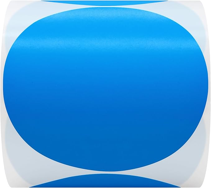 Hybsk 3 inch Circle Color Direct Thermal Stickers Shipping Labels for Barcodes,Name Tag,DIY Logo Design,QR Code,Inventory– Compatible with Zebra,Rollo,Munbyn,and More-350 pcs (3 inch,Blue)
