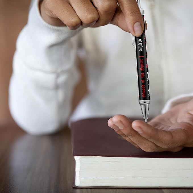 50 Pcs Put on the Full Armor of God Ballpoint Pens Bulk Ephesians 6: 10-18 Bible Verses Motivational Black Ink Pen Christian Religious Church Gifts in Bulk for Men Women