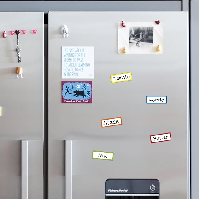 Colored Border Dry Erase Magnetic Labels 3.1x1.2 Inch, Reusable Magnetic Dry Erase Labels for Whiteboards，Pack of 40