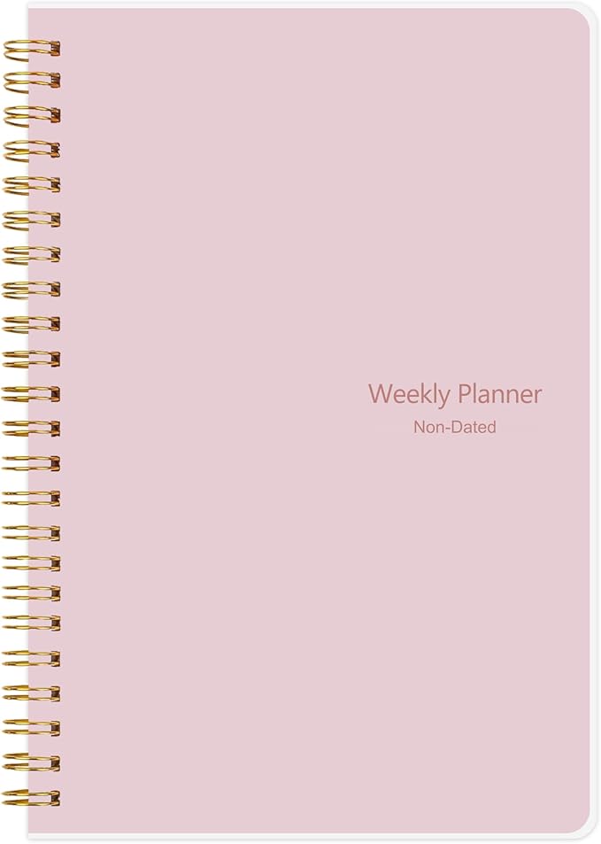 Weekly Planner with Habit Tracker Undated 52 Weeks To Do List Notebook Spiral Weekly Planner Notebook for Weekly Goals Priorities Work Planner, 5.8" x 8" Pink