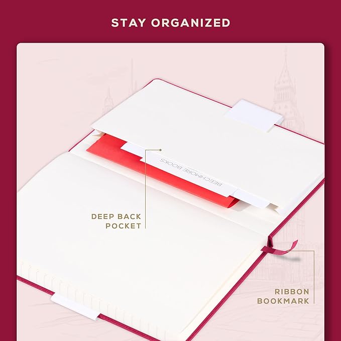 BEECHMORE BOOKS Lined Journal Notebook, 5.8 x 8.3 inch, A5 160 Lined Pages, Hardcover Leather Journals for Women, Men, Writing and Notebooks for Work - 120 GSM Thick Paper, Gifts Box Included