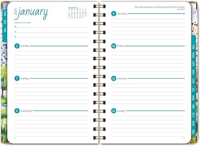 HARDCOVER 2025 Planner, 5.5"x8": 14 Months (November 2024 - December 2025), Daily Weekly Monthly Planner, Yearly Agenda, Bookmark, Pocket Folder and Sticky Note Set (Tree Seasons)