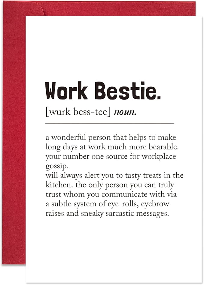 Ogeby Work Bestie Definition Card, Funny Birthday Card for Coworker Her, Humor Leaving Card for Work Friend