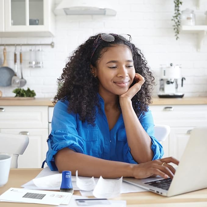 Wide Advanced ID Roller Stamp by Guard Your ID, Privacy Protection and Identity Theft Prevention, As Seen on TV (3-Pack, Blue, Pink, Purple)