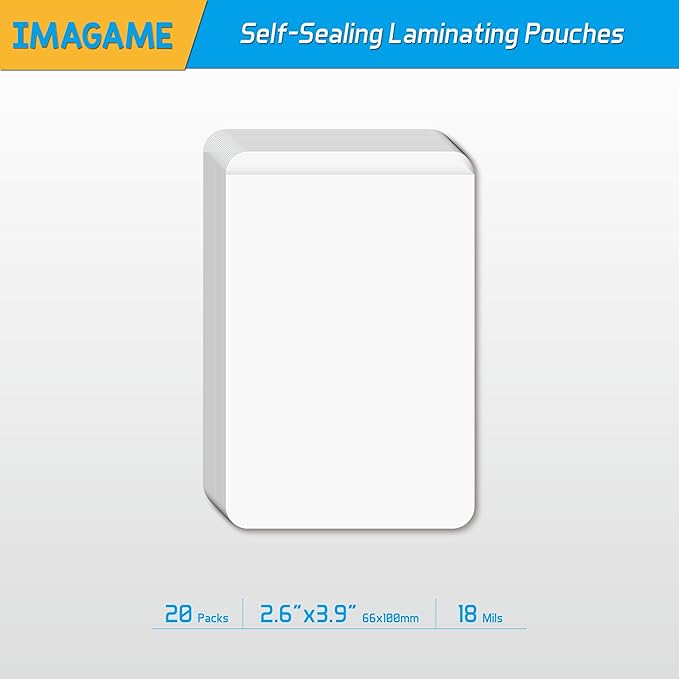 Self-Sealing Laminating Pouches, 2.6" x 3.9" for Business Cards and Bridge Size Flash Cards, 20 Packs 18mil Adhesive Lamination Sheets, Waterproof, No Machine Needed