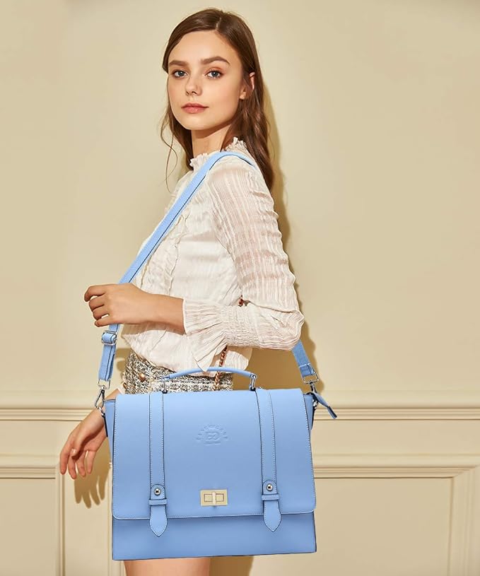 15.6-Inch Laptop-Briefcase-for-Women,Work-Bags Unique Laptop Messenger Bag Satchel-Bag Laptop-Computer Bag with Professional Padded Compartment for Tablet Notebook Ultrabook-Baby Blue Jay