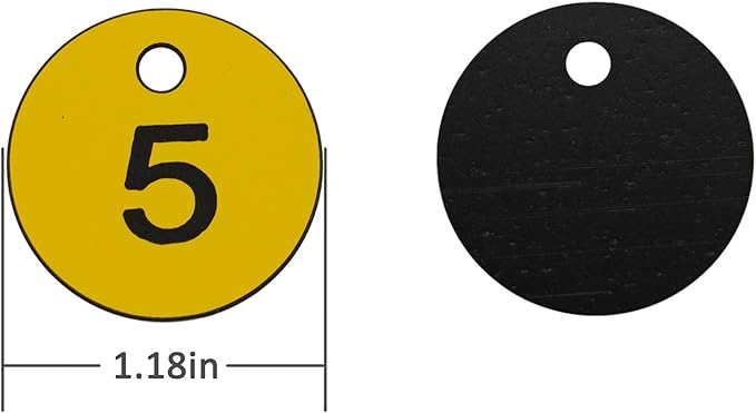 StayMax Plastic ID Number Tags Engraved Tags Key Tags Without Key Rings (1-50, Yellow)