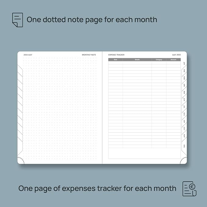 POPRUN Monthly Planner 2025-2026 (Medium- 6.5'' x 8.5'' Soft Cover), 18-Month Calendar Book (January 2025-June 2026), Calendar Planner with Monthly Tabs & Pocket, 100 GSM Paper - Green