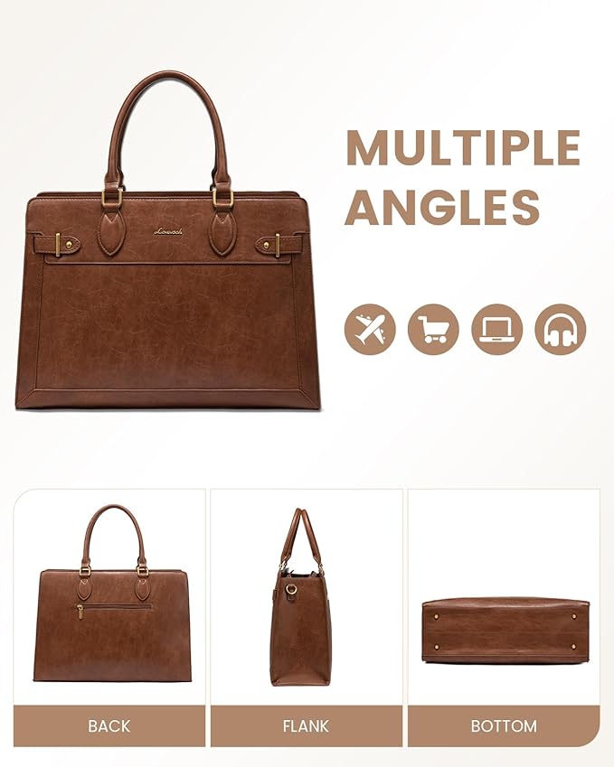 LOVEVOOK Laptop Bag for Women 17 Inch Work Tote, Business Computer Briefcase, PU Leather Tote Bag for Teacher, Office Shoulder Tote Purse