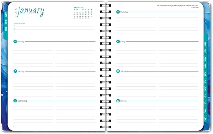 HARDCOVER 2025 Planner, 8.5"x11": 14 Months (November 2024 - December 2025), Daily Weekly Monthly Planner, Yearly Agenda, Bookmark, Pocket Folder and Sticky Note Set (Blue Koi)