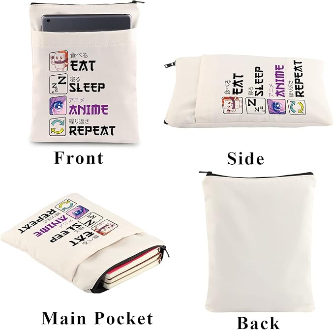 PLITI Eat Sleep Anime Repeat Cute Kawaii Manga Gift Anime Book Sleeve Anime Lover Gift Japanese Anime Fans Gift (Sleep Anime Repeat BS)