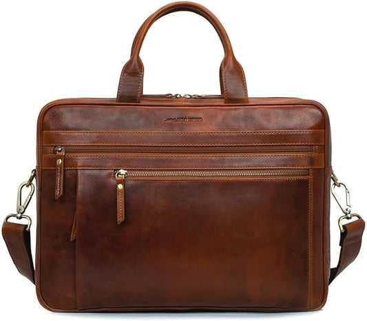 Marc Peter Laptop Bag Los Angeles I Leather Shoulder bag for 15.6 inch Laptop I Briefcase for men and women