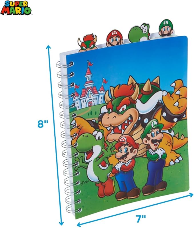 Innovative Designs Super Mario Bros Tab Journal Notebook, Spiral Bound, 96 Lined Pages, 8 x 7 inches