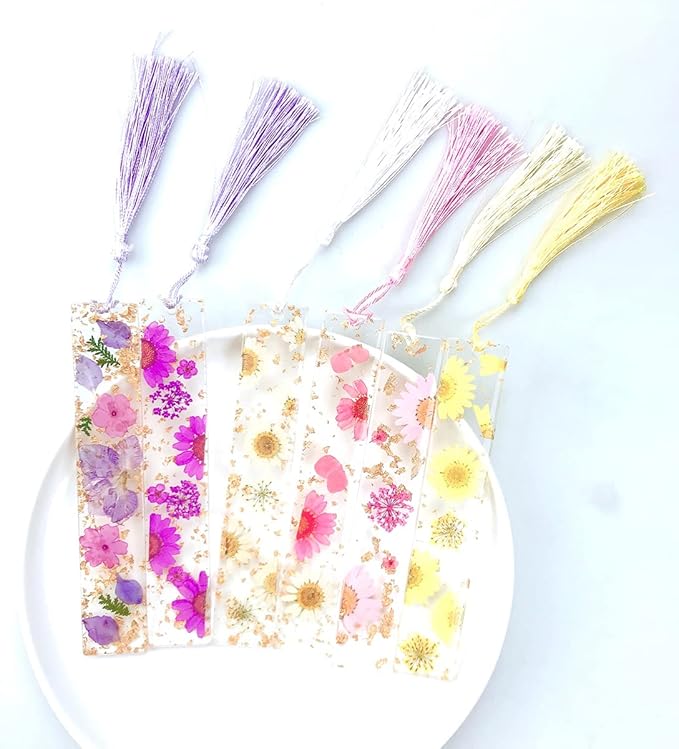 Daisy Epoxy Bookmarks Dried Flower Resin Bookmark Pressed Flower Bookmark Transparent Floral Dried Flower Page Marker acrylic bookmark for Kids Woman Teacher Students Purple Beauty Sakura