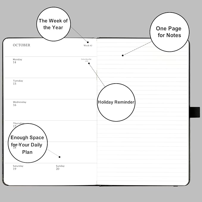 2025 Planner - Weekly & Monthly Planner 2025, Jan. 2025 - Dec. 2025, 5.12"x 8.25", Faux Leather Cover, Pen Loop, Elastic Band, Inner Pocket, Bookmarks, Note Pages, Perfect Organizer
