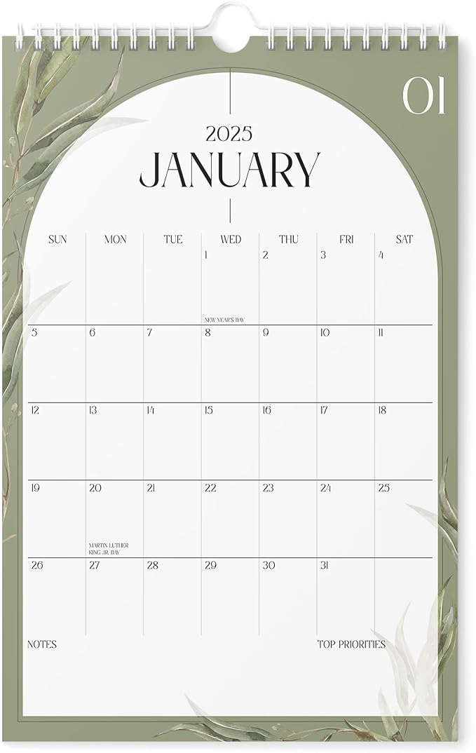 Calendar 2025 - Vertical 11x17 2025 Wall Calendar Runs Until June 2026 - Easy Planning with the Aesthetic Wall Calendar 2025-2026 Monthly - Karto - Boho Greenery