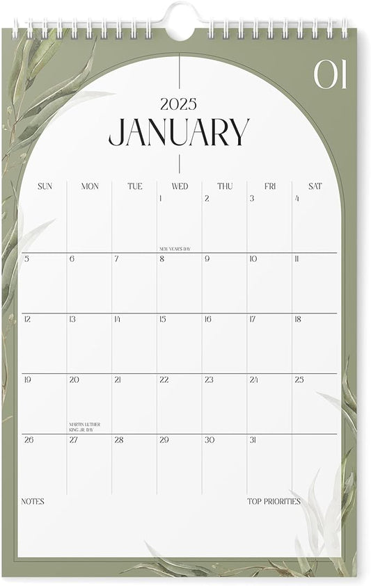 Calendar 2025 - Vertical 11x17 2025 Wall Calendar Runs Until June 2026 - Easy Planning with the Aesthetic Wall Calendar 2025-2026 Monthly - Karto - Boho Greenery