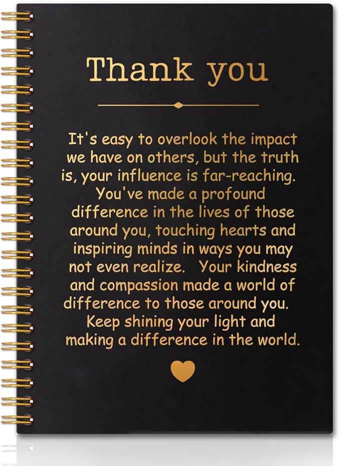Thank You Gold Hardcover 160 Pages Spiral Notebooks, Funny Thank You Gift for Women Men Coworkers Leader Mentor, Appreciation Gifts for Employees, Thanksgiving Gifts for Colleagues Leaders