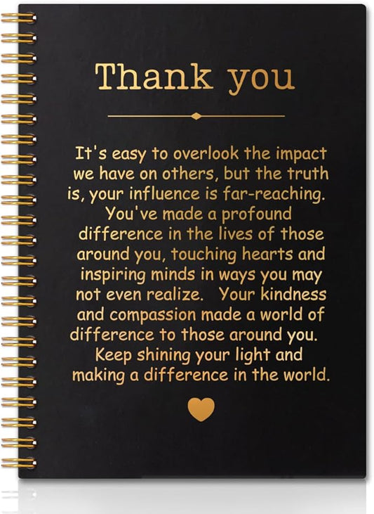 Thank You Gold Hardcover 160 Pages Spiral Notebooks, Funny Thank You Gift for Women Men Coworkers Leader Mentor, Appreciation Gifts for Employees, Thanksgiving Gifts for Colleagues Leaders